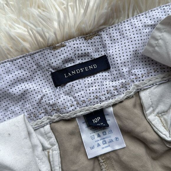Lands’ End Khaki Cropped Capri Pants Cuffed Size 10P 10 Petite - Picture 8 of 8